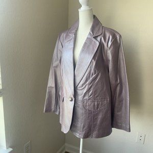 Worthington Lilac Leather Blazer Jacket Women's Size 1X Lavender BEAUTIFUL!